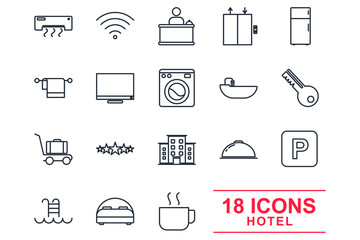 Aufkleber - Hotel set Icons template color editable. Hotel symbol vector sign isolated on white background illustration for graphic and web design.