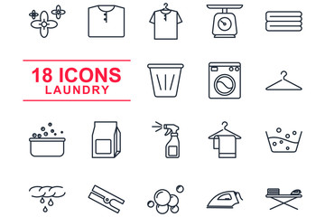 Fototapete - Laundry set Icons template color editable. Laundry symbol vector sign isolated on white background illustration for graphic and web design.
