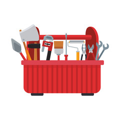 Wall Mural - tools box with repair tools icon