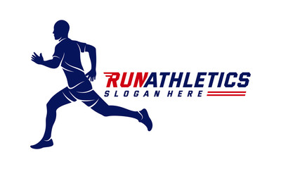 Wall Mural - Running Man silhouette Logo Designs Vector, Marathon logo template, running club or sports club, Illustration