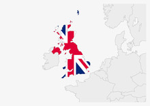 United Kingdom Map Highlighted In United Kingdom Flag Colors