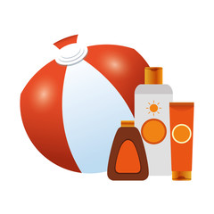 Sticker - beach hat with sun bronzers bottles icon