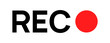 Recording sign icon. Red logo camera video recording symbol, rec icon