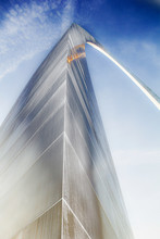 Looking Up At The Gateway Arch North Leg Curving Shining In The Sun And Blue Sky St Louis Missouri