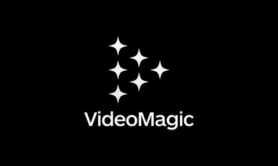 Wall Mural - illustration logo from play button with star logo design concept