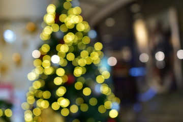 defocused xmas lights decoration on christmas tree