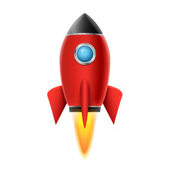 Wall Mural - 3d rocket space ship launch background. Realistic rocketship spaceship vector design. Shuttle creative icon