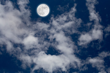 Wall Mural - full moon with starry and clouds background. romantic night.