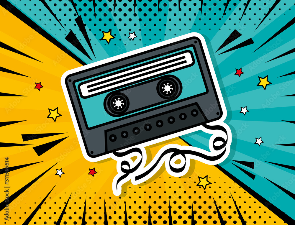music cassette pop art style vector illustration design - obrazy, fototapety, plakaty 