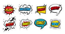 Set Of Expressions And Explosions Pop Art Style Icon Vector Illustration Design