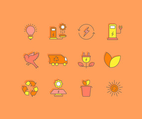 Sticker - Set of Simple line Icons of Recycling