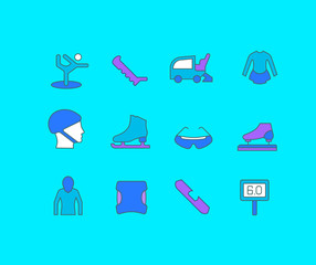 Poster - Set of Simple line Icons of Skating Sports