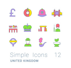 Sticker - Set of Simple line Icons of United Kingdom