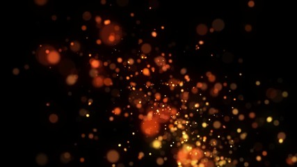 Wall Mural - Golden Warm Sparks Bokeh Flying Up in Alpha Channel