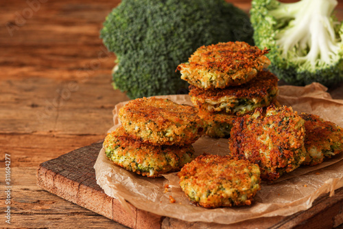 Baked Broccoli Fritters On Wooden Background Buy This Stock Photo And Explore Similar Images At Adobe Stock Adobe Stock