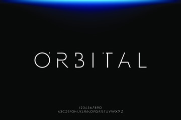 orbital. abstract technology futuristic alphabet font. digital space typography vector illustration 