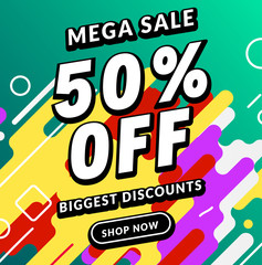 Sticker - Mega Sale banner template design. Big sale special offer promotion discount for business