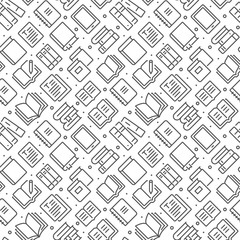 Books related seamless pattern with outline icons