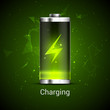 Battery charge full power energy level. Recharge battery indicator. Low power mibile fuel