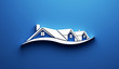 Real Estate Houses in blue background. 3D Render illustration