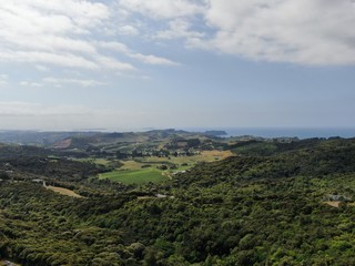 Waiheke Island, Auckland / New Zealand - December 24, 2019: The paradise island Waiheke with its stunning beaches, coastlines, hill terrains and vineyards