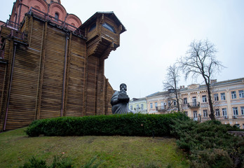 Golden Gate monument in a Kyiv street in December