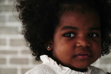 Wall Mural - headshot portrait of african american girl child