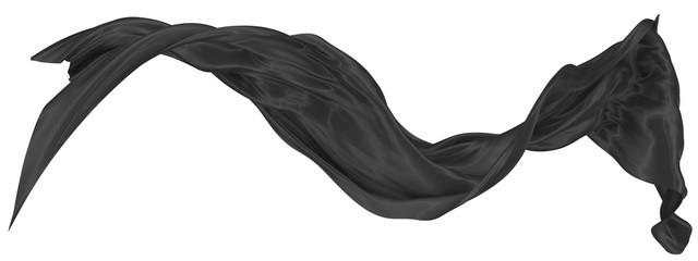 abstract background of black wavy silk or satin. 3d rendering image.