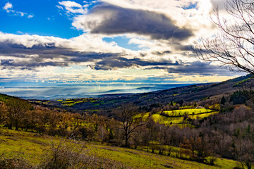 Country landscape in France in December.