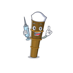 Sticker - Hospitable Cute Nurse telescope Scroll cartoon style holding syringe