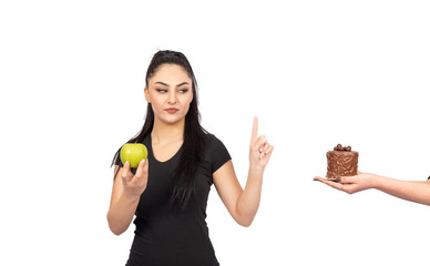  Woman having to choose healthy or unhealthy life