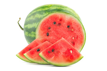 Wall Mural - watermelon with slices an isolated on white background