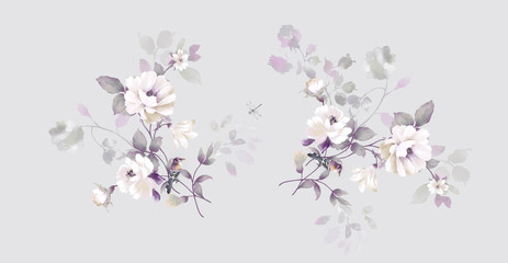 Wall Mural - Flower,Watercolor flowers， suitable for wallpaper design