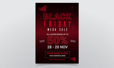 Wall Mural - Black Friday Mega Sale Poster Design