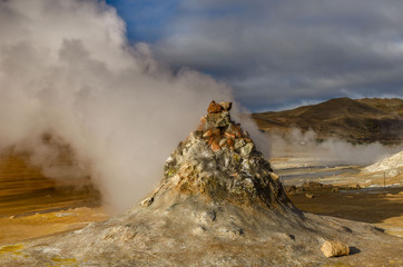 Iceland, Europe, Hervir Geyser Valley enters the Golden Ring of the Iceland tourist route, amazing and unearthly landscape