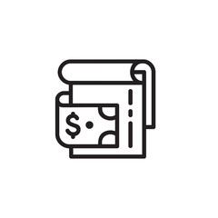 Check book thin line icon. Contract, invoice, financial document isolated outline sign. Finance, payment, banking concept. Vector illustration symbol element for web design