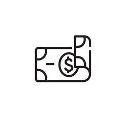 Sticker - Dollar thin line icon. Money, cash, rolled banknote isolated outline sign. Finance, banking, investment concept. Vector illustration symbol element for web design