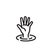 Hand sinking in water thin line icon. Drowning victim isolated outline sign. Creative help button concept. Vector illustration symbol element for web design and apps.