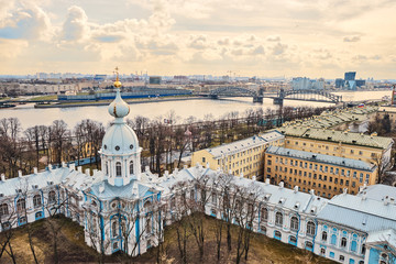 Wall Mural - Smolny Cathedral and The City of Saint Petersburg, Russia