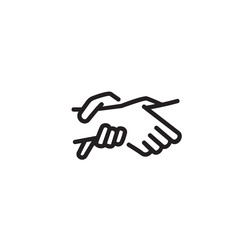 Hands holding each other thin line icon. Human hands holding wrists isolated outline sign. Mutual understanding and assistance concept. Vector illustration symbol element for web design and apps.
