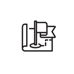 Location mark on map thin line icon. Flag on map isolated outline sign. Business and startup concept. Vector illustration symbol element for web design and apps.