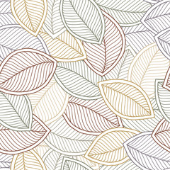 Wall Mural - Soft seamless pattern of leaves.