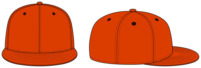 Wall Mural - Baseball cap template vector illustration / orange