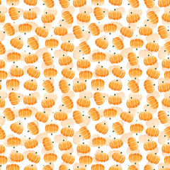 Seamless pattern with pumpkins on white background