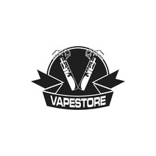  Vape Shop Logo Design Vector. Black White Vape Logo