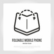 Foldable mobile phone thin line icon. Flexible screen of smartphone. Modern vector illustration.