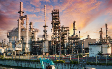 Wall Mural - Petrochemical industry on sunset