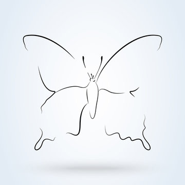 butterfly line beautiful , Simple modern icon design illustration.