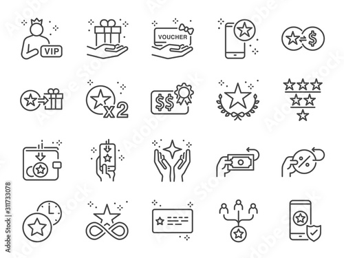 Royalty program line icon set Poster Mural XXL
