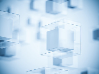 Blockchain technology abstract cubes